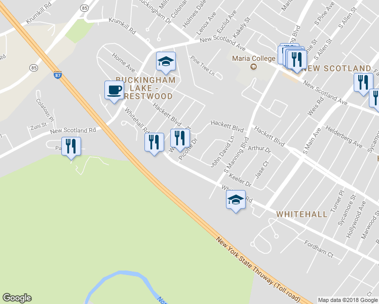 map of restaurants, bars, coffee shops, grocery stores, and more near 24 Picotte Drive in Albany