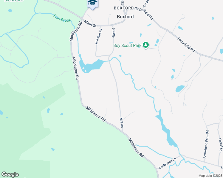 map of restaurants, bars, coffee shops, grocery stores, and more near 47 Mill Road in Boxford