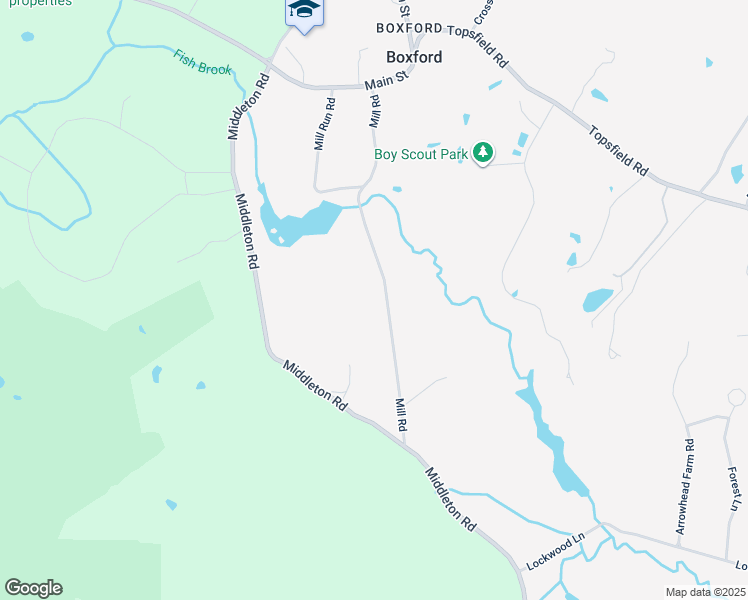 map of restaurants, bars, coffee shops, grocery stores, and more near 47 Mill Road in Boxford
