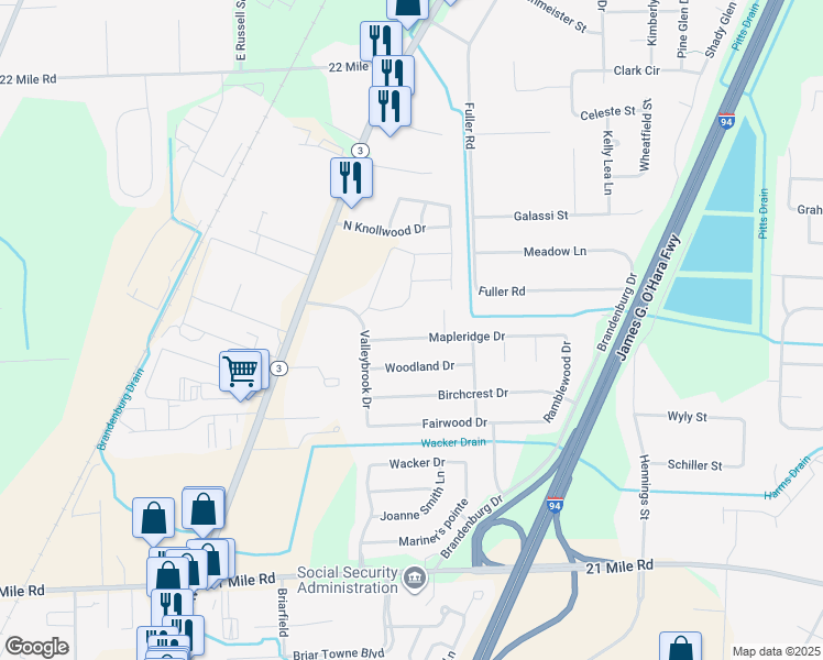 map of restaurants, bars, coffee shops, grocery stores, and more near 26245 Mapleridge Drive in New Baltimore