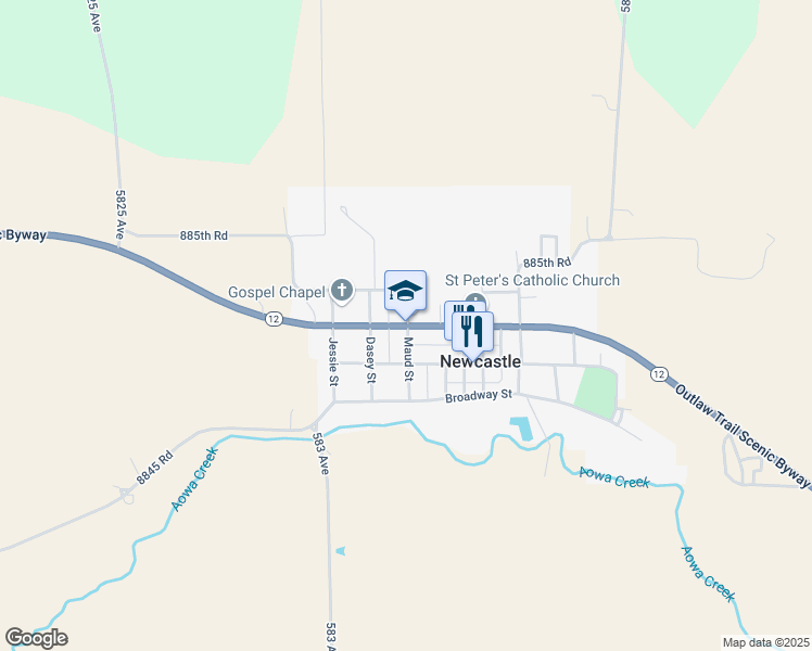 map of restaurants, bars, coffee shops, grocery stores, and more near 509 Annie Street in Newcastle