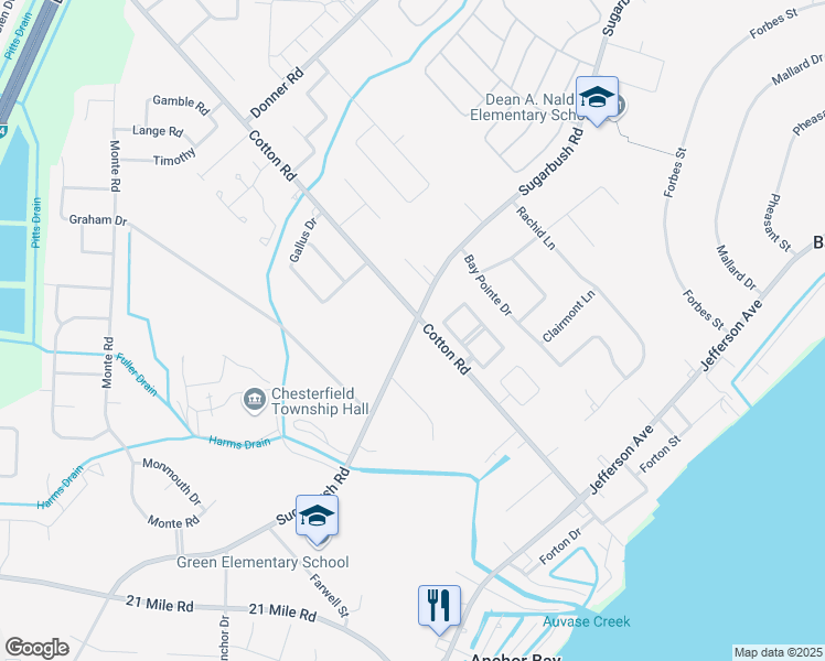 map of restaurants, bars, coffee shops, grocery stores, and more near 47939 Sugarbush Road in New Baltimore