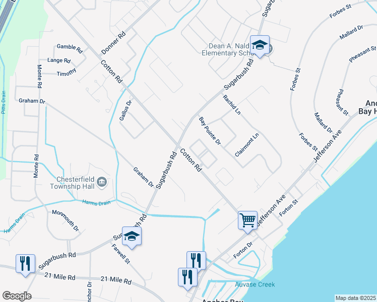 map of restaurants, bars, coffee shops, grocery stores, and more near 29179 Cotton Road in Chesterfield