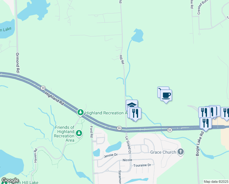 map of restaurants, bars, coffee shops, grocery stores, and more near in Oakland County