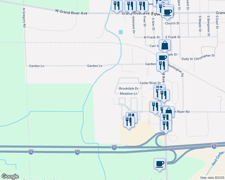 map of restaurants, bars, coffee shops, grocery stores, and more near in Livingston County