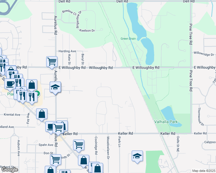 map of restaurants, bars, coffee shops, grocery stores, and more near 2452 Park Lane in Holt