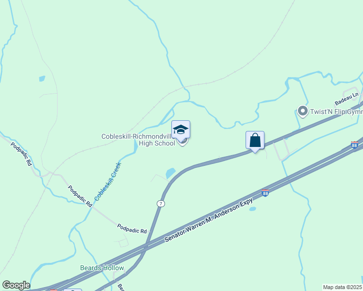 map of restaurants, bars, coffee shops, grocery stores, and more near 1353 New York 7 in Richmondville