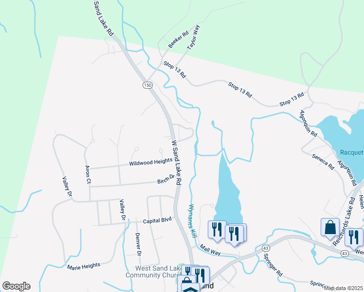 map of restaurants, bars, coffee shops, grocery stores, and more near 4 Sand Lake Springs Way in West Sand Lake
