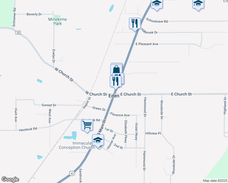 map of restaurants, bars, coffee shops, grocery stores, and more near in Eden