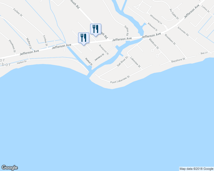 map of restaurants, bars, coffee shops, grocery stores, and more near 48794 Point Lakeview Street in New Baltimore