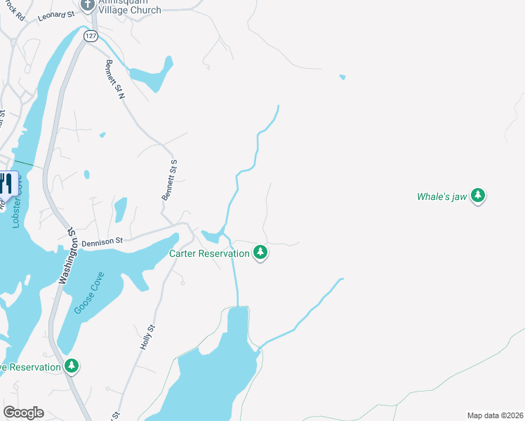 map of restaurants, bars, coffee shops, grocery stores, and more near 129 Dennison Street in Gloucester