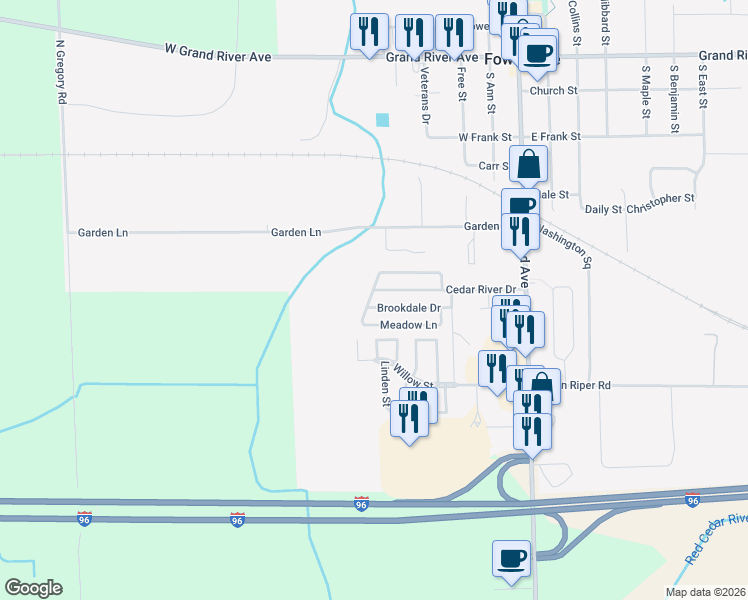 map of restaurants, bars, coffee shops, grocery stores, and more near in Livingston County