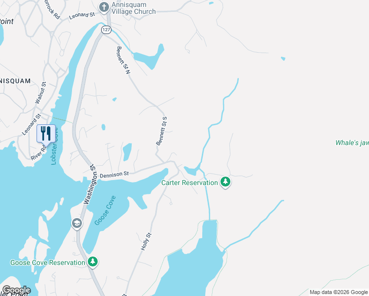 map of restaurants, bars, coffee shops, grocery stores, and more near 86 Dennison Street in Gloucester
