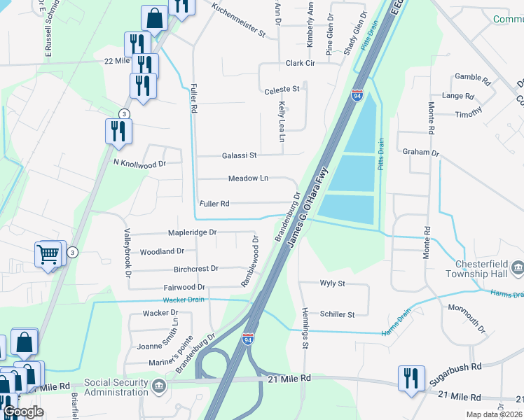 map of restaurants, bars, coffee shops, grocery stores, and more near 26833 Mapleridge Drive in New Baltimore