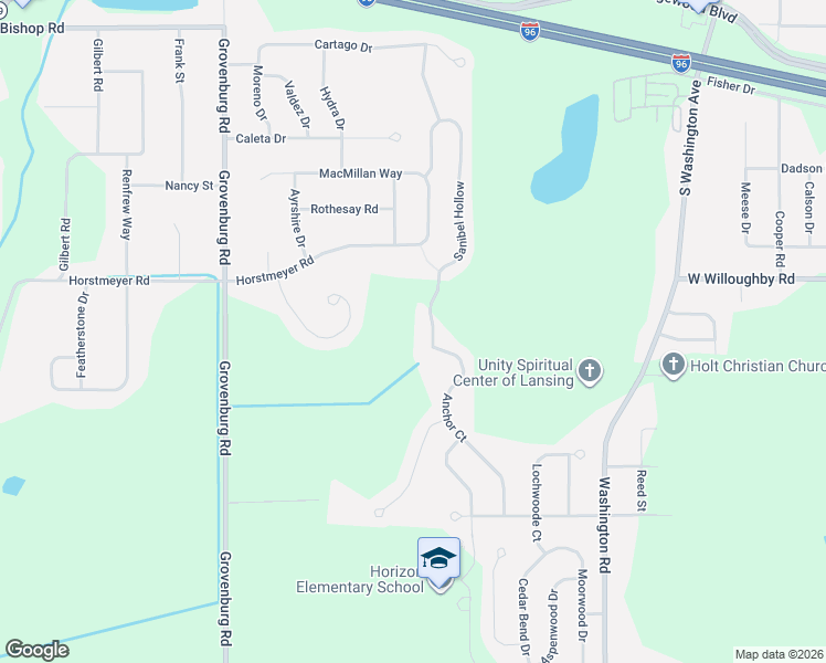 map of restaurants, bars, coffee shops, grocery stores, and more near 2481 Sanibel Hollow in Delhi charter Township