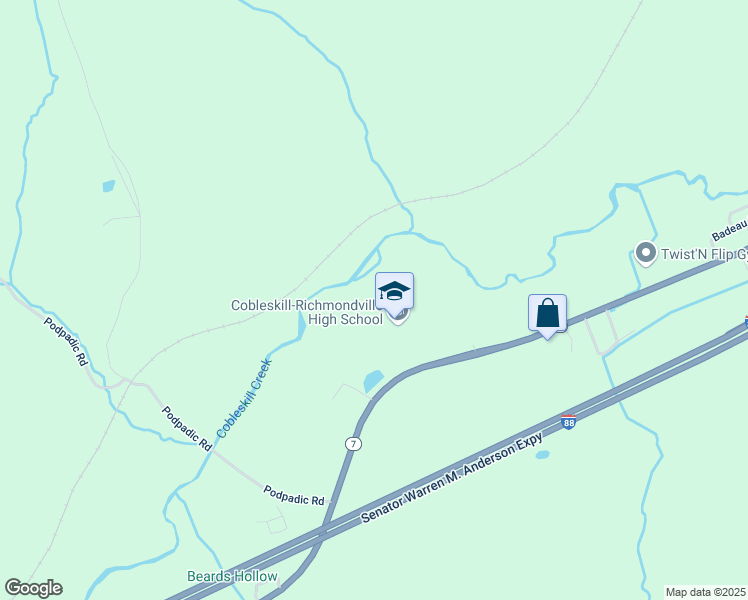 map of restaurants, bars, coffee shops, grocery stores, and more near 1353 New York 7 in Richmondville