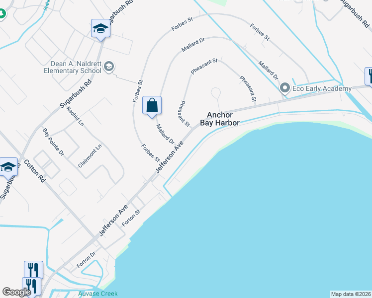 map of restaurants, bars, coffee shops, grocery stores, and more near 47864 Jefferson Avenue in New Baltimore