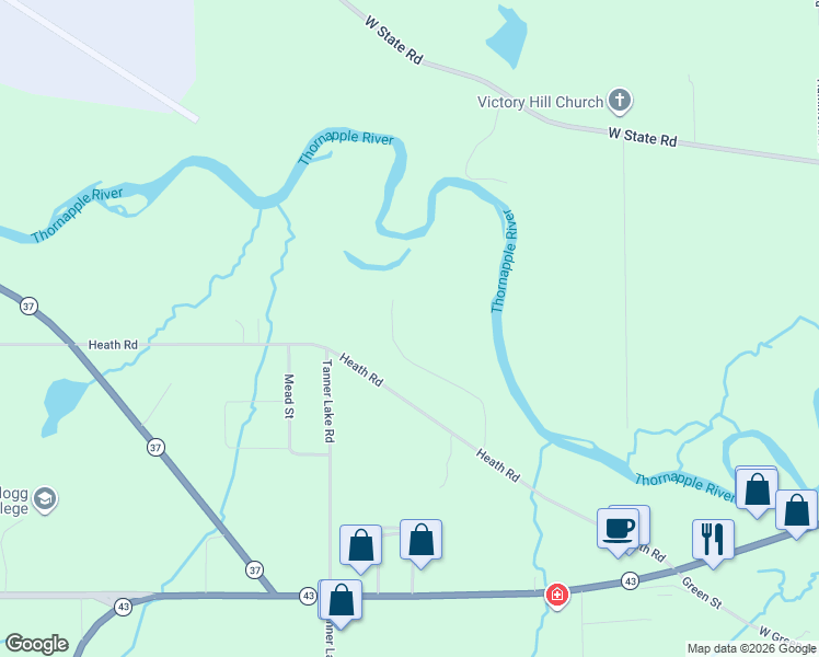 map of restaurants, bars, coffee shops, grocery stores, and more near 2060 Dakota Trail in Hastings