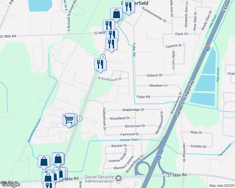 map of restaurants, bars, coffee shops, grocery stores, and more near 26298 Jackgrove Lane in New Baltimore