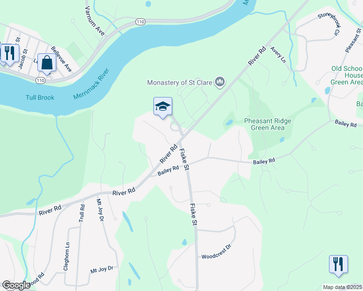 map of restaurants, bars, coffee shops, grocery stores, and more near 9 Fiske Street in Andover