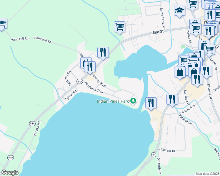 map of restaurants, bars, coffee shops, grocery stores, and more near 410 Ritchey Boulevard in Penn Yan
