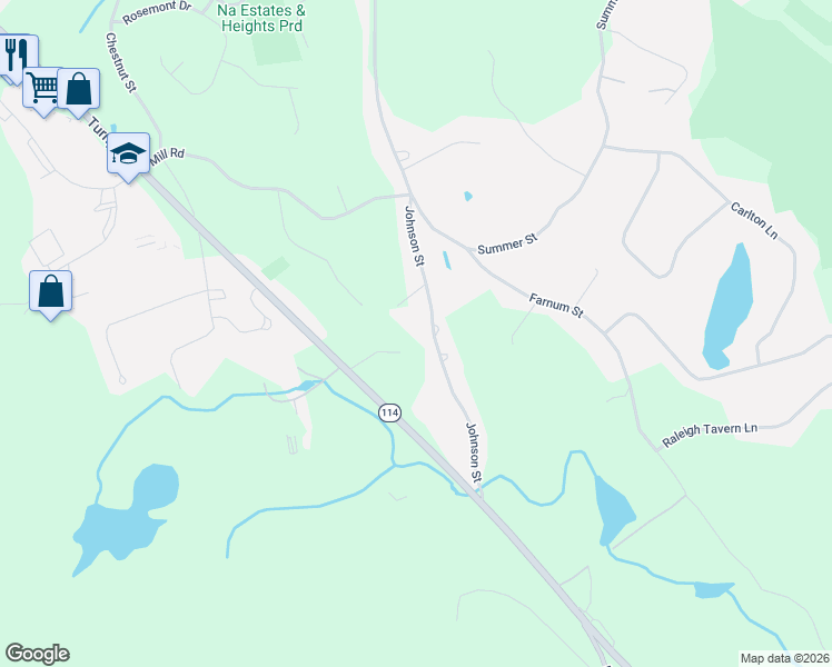 map of restaurants, bars, coffee shops, grocery stores, and more near 981 Johnson Street in North Andover