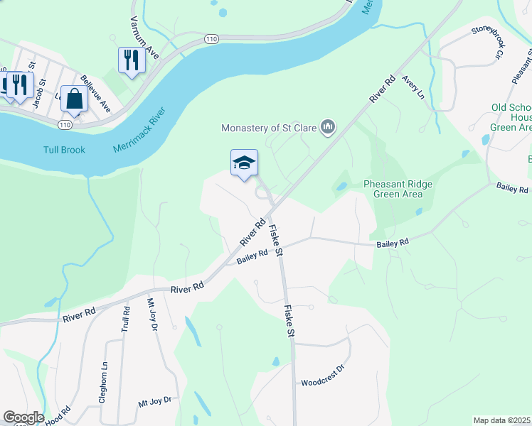 map of restaurants, bars, coffee shops, grocery stores, and more near 9 Fiske Street in Andover