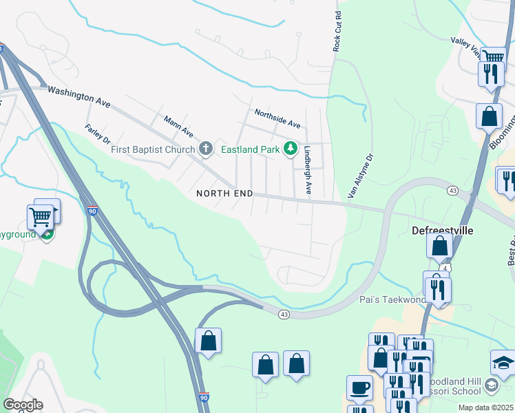 map of restaurants, bars, coffee shops, grocery stores, and more near 101 Indiana Avenue in Rensselaer