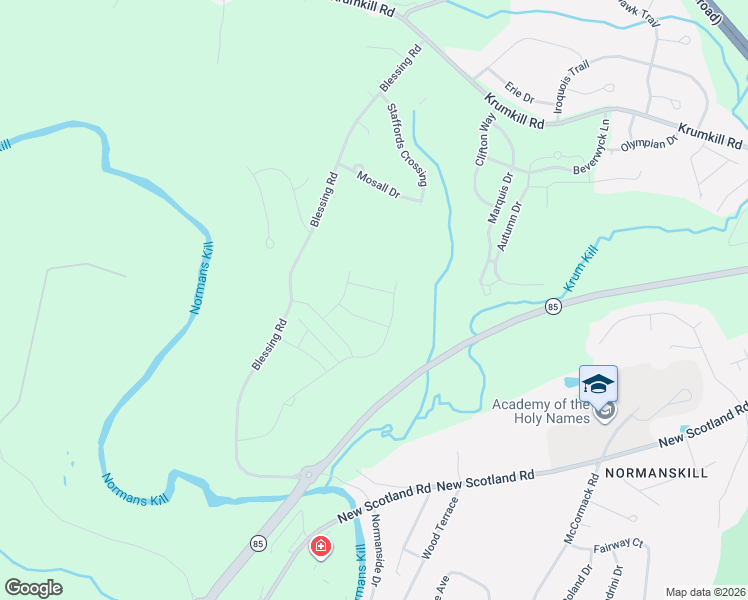 map of restaurants, bars, coffee shops, grocery stores, and more near 104 Meadowbrook Drive in Slingerlands