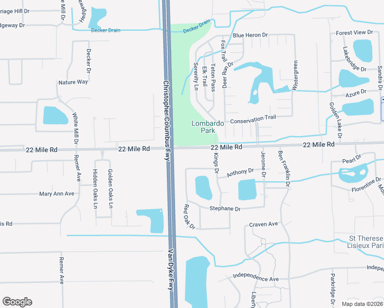 map of restaurants, bars, coffee shops, grocery stores, and more near 11760 22 Mile Road in Macomb County