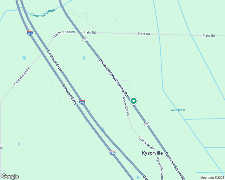 map of restaurants, bars, coffee shops, grocery stores, and more near 7654 Kysorville Road in Dansville