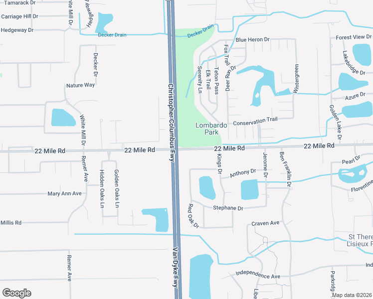 map of restaurants, bars, coffee shops, grocery stores, and more near 11760 22 Mile Road in Macomb County