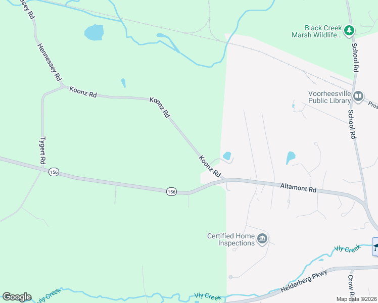 map of restaurants, bars, coffee shops, grocery stores, and more near 39 Koonz Road in Voorheesville