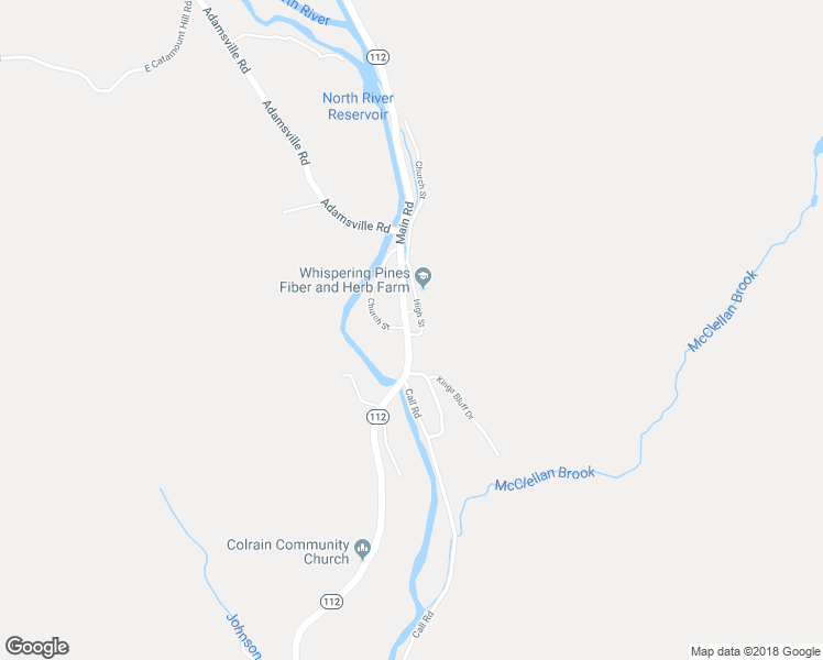 map of restaurants, bars, coffee shops, grocery stores, and more near 1 High Street in Colrain