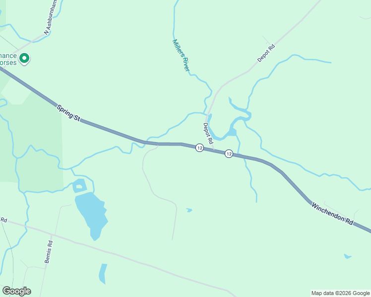 map of restaurants, bars, coffee shops, grocery stores, and more near 875-897 Spring Street in Ashburnham