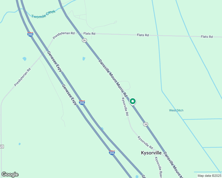 map of restaurants, bars, coffee shops, grocery stores, and more near 7654 Kysorville Road in Dansville