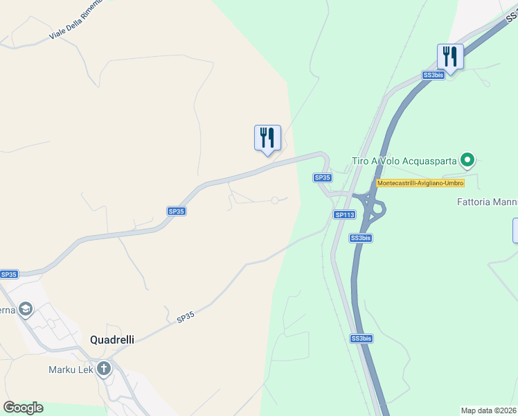 map of restaurants, bars, coffee shops, grocery stores, and more near 5 Viale della Stazione in Provincia di Terni