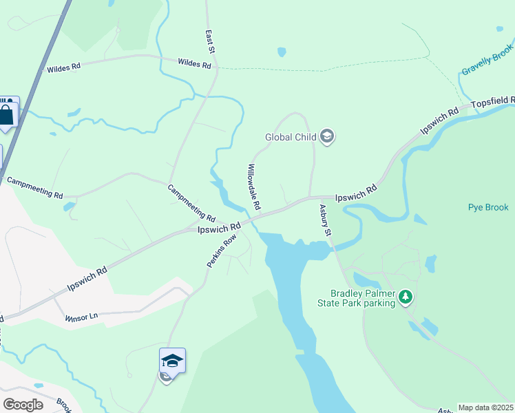 map of restaurants, bars, coffee shops, grocery stores, and more near 4 Willowdale Road in Topsfield