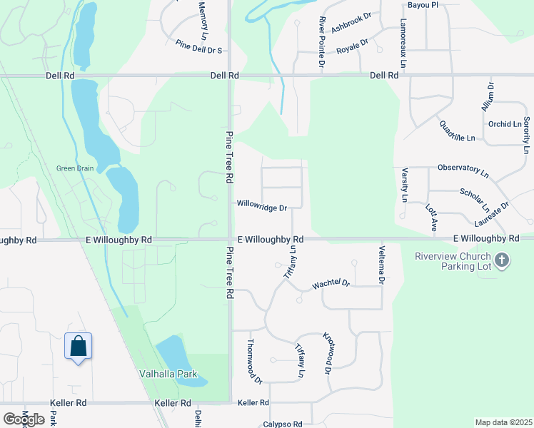 map of restaurants, bars, coffee shops, grocery stores, and more near 3943 Willowridge Drive in Delhi charter Township