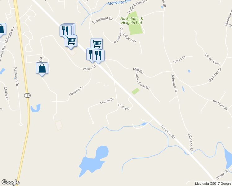 map of restaurants, bars, coffee shops, grocery stores, and more near 834 Chestnut Street in North Andover