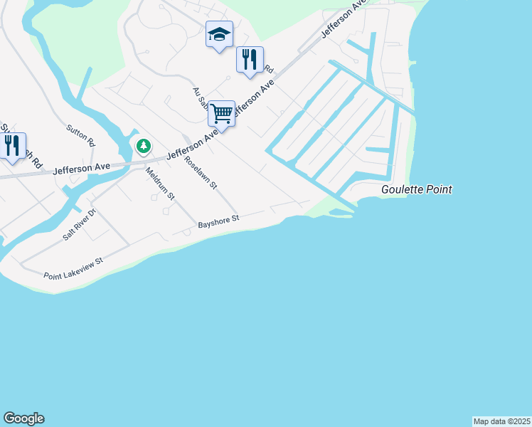 map of restaurants, bars, coffee shops, grocery stores, and more near 49334 Bayshore Street in New Baltimore