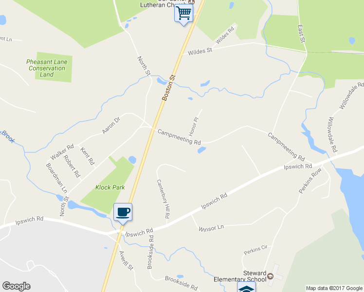 map of restaurants, bars, coffee shops, grocery stores, and more near 15 Campmeeting Road in Topsfield