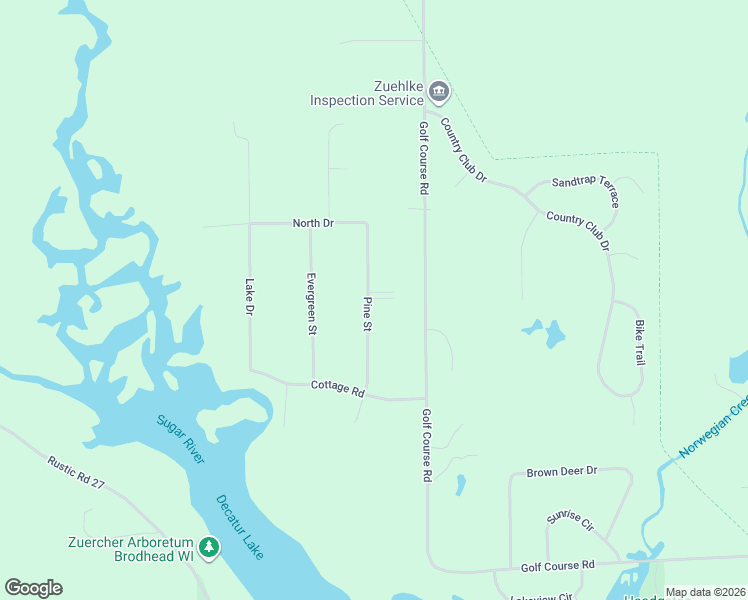 map of restaurants, bars, coffee shops, grocery stores, and more near N4118 Pine Street in Brodhead