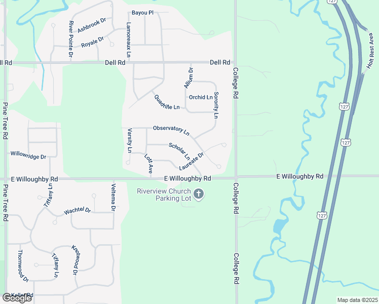map of restaurants, bars, coffee shops, grocery stores, and more near 3605 Observatory Lane in Delhi charter Township