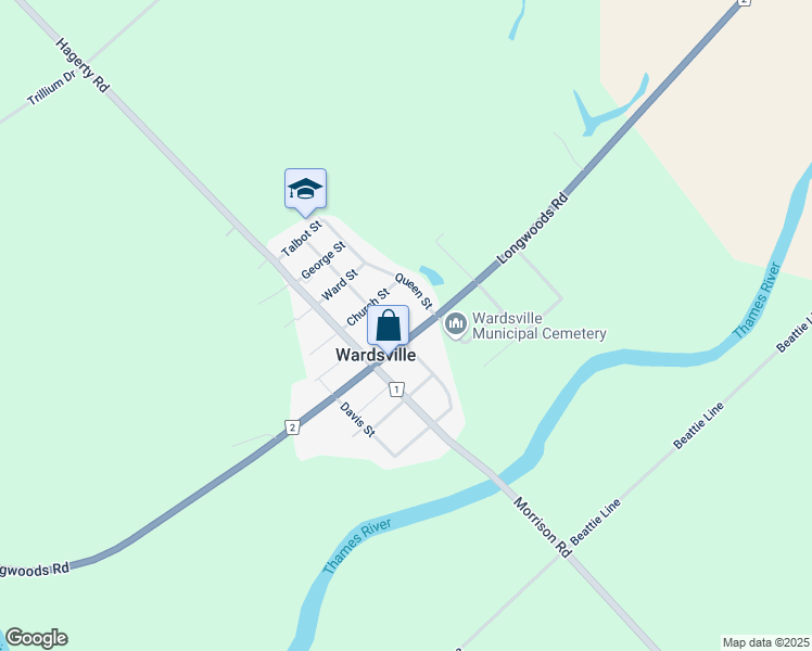 map of restaurants, bars, coffee shops, grocery stores, and more near 204 Church Street in Wardsville