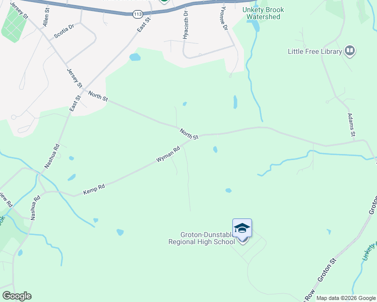 map of restaurants, bars, coffee shops, grocery stores, and more near 180 Wyman Road in Groton