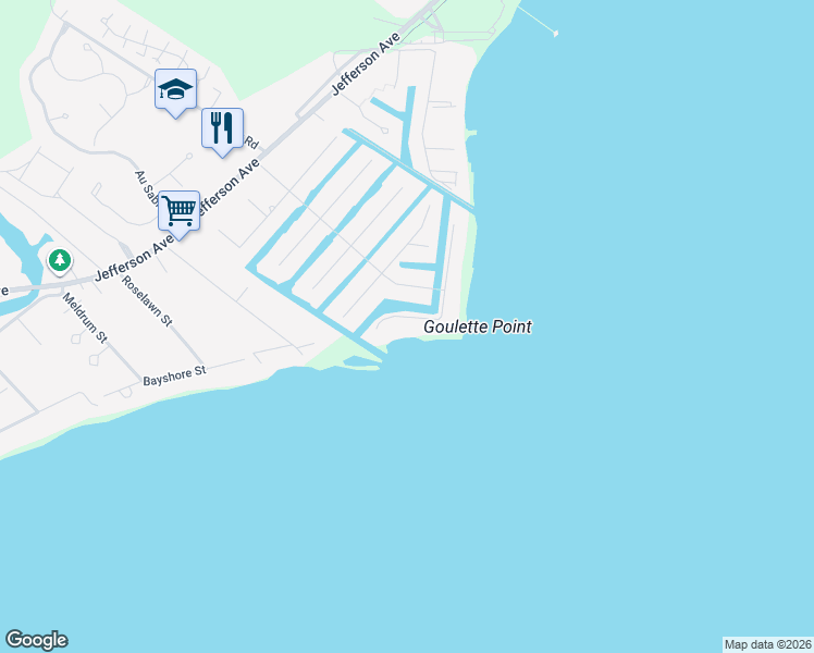 map of restaurants, bars, coffee shops, grocery stores, and more near 49500 Goulette Pointe Drive in New Baltimore