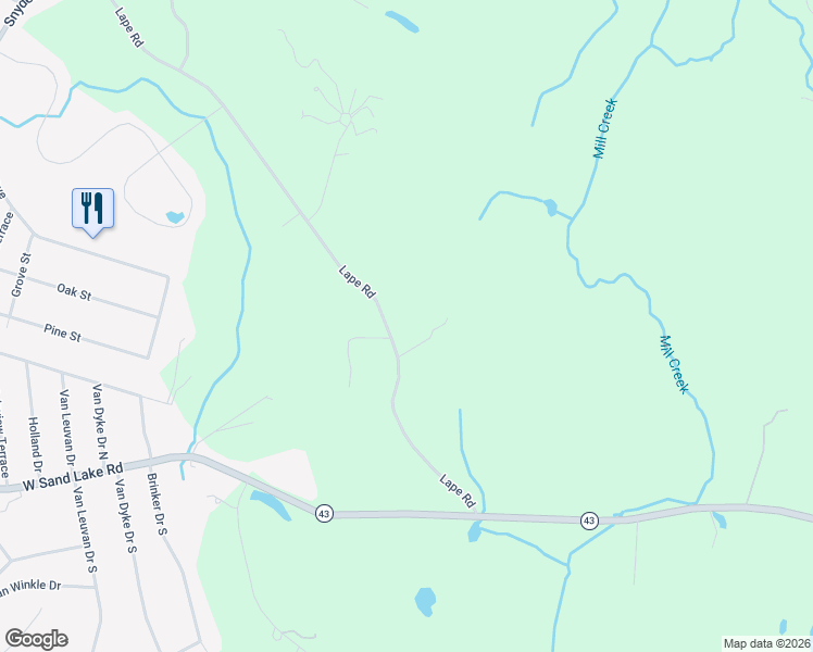 map of restaurants, bars, coffee shops, grocery stores, and more near 86 Lape Road in Wynantskill