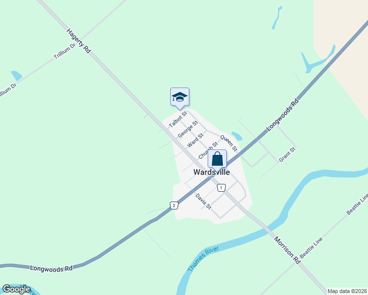 map of restaurants, bars, coffee shops, grocery stores, and more near 21986 Hagerty Road in Newbury