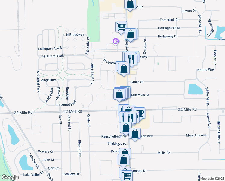 map of restaurants, bars, coffee shops, grocery stores, and more near 7766 Gannon Drive in Macomb County
